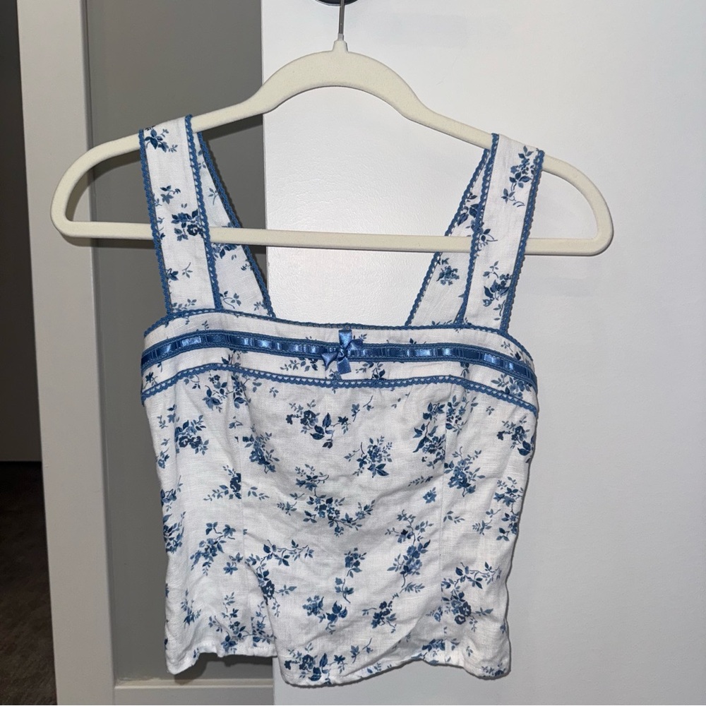 Reformation Blue and White Floral Top/Tank